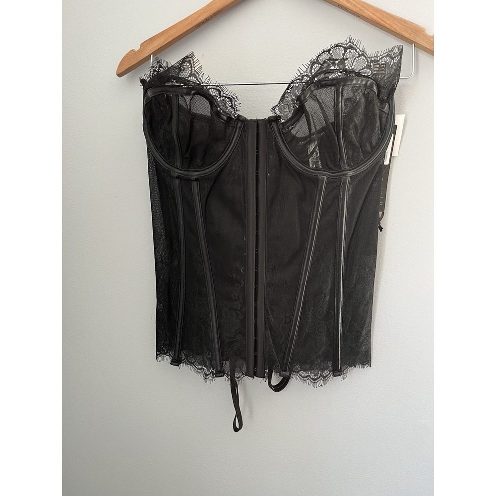 DARQUE by Coquette Women's Size L Black Lace Bustier Corset D9278